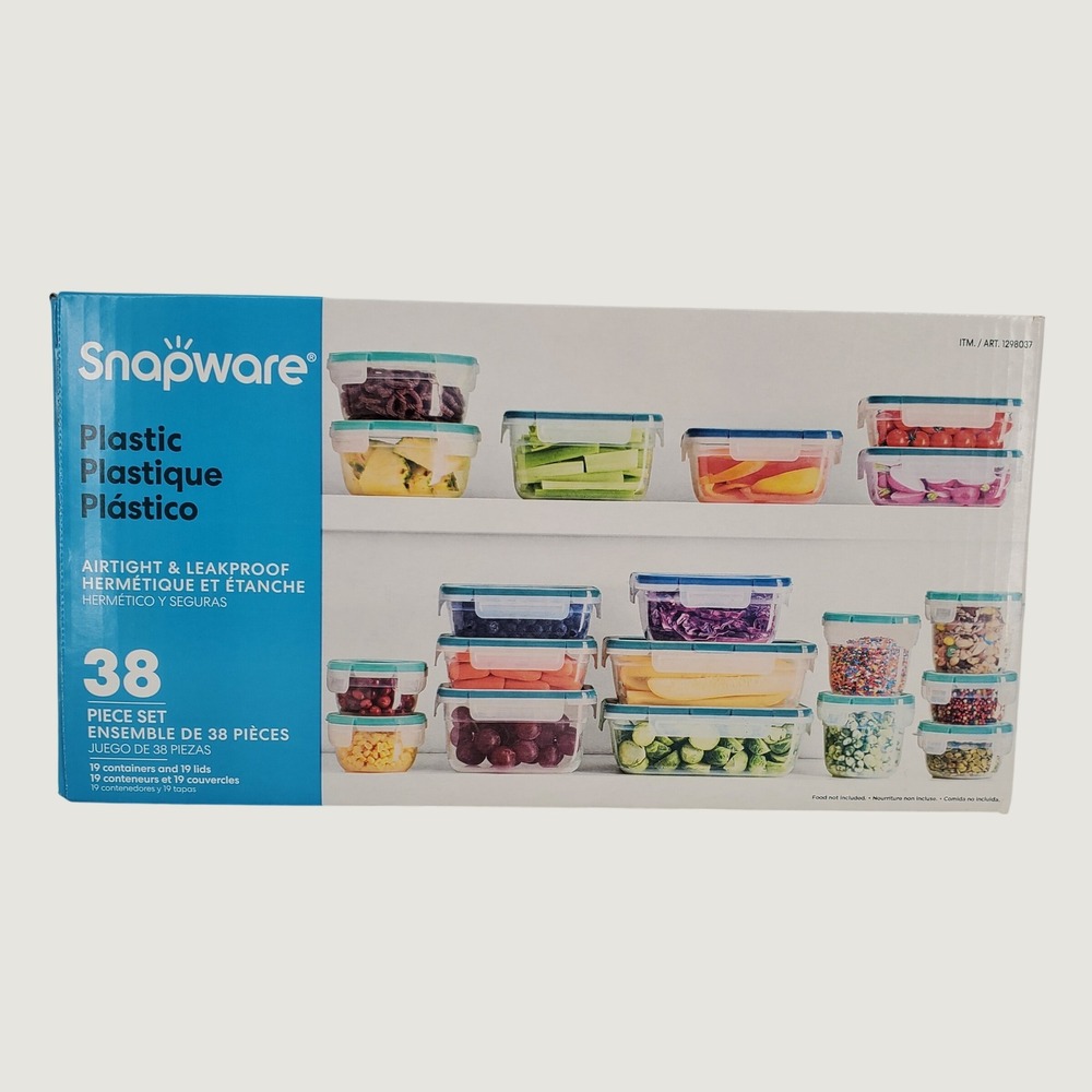 Snapware Total Solution 38 Piece Plastic Food Storage Set Airtight Leakproof New